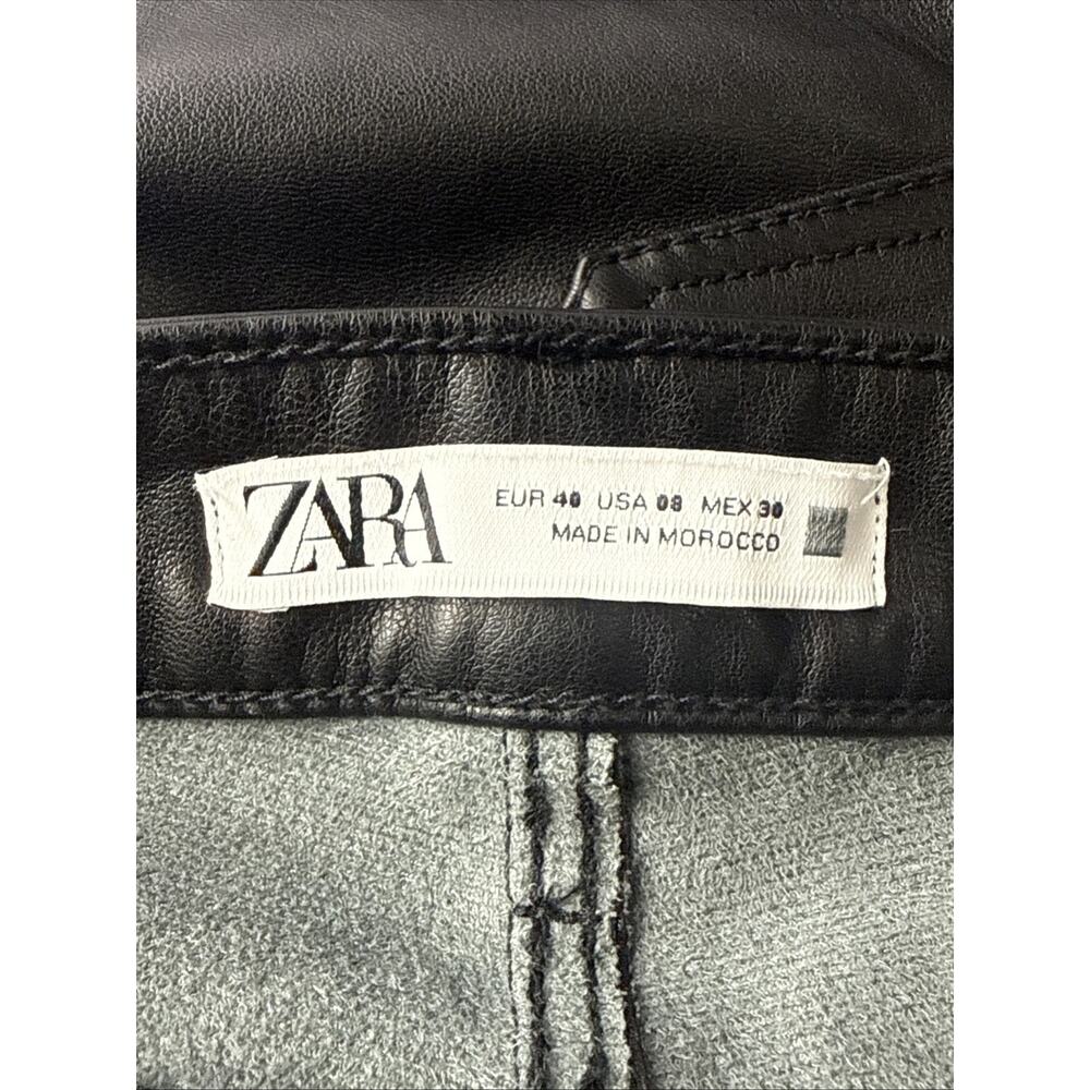 Zara Sleek Black Leather Flare Trousers - Picture 6 of 7